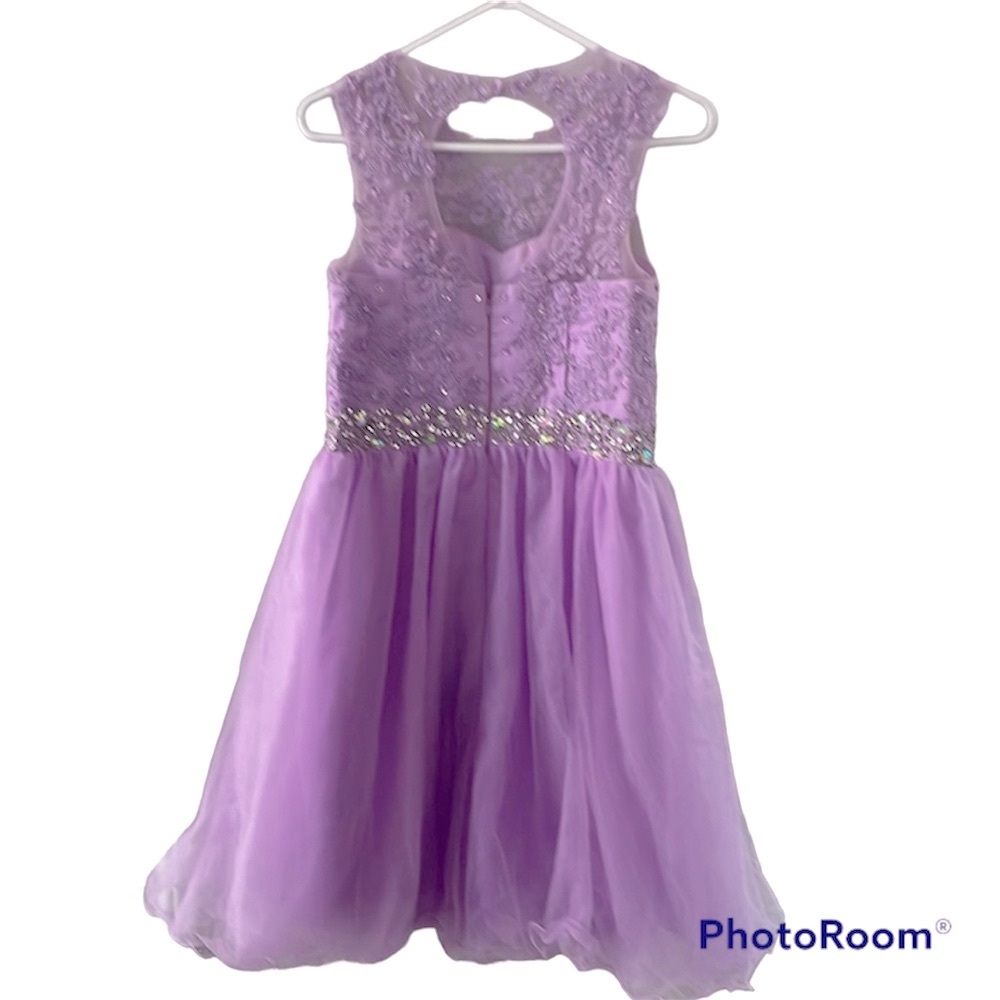 Unbranded Purple Tulle A-line Dress w/ rhinestone belted detail Size 6/8 - Picture 4 of 6